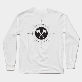 Axe throwing compass logo design Long Sleeve T-Shirt